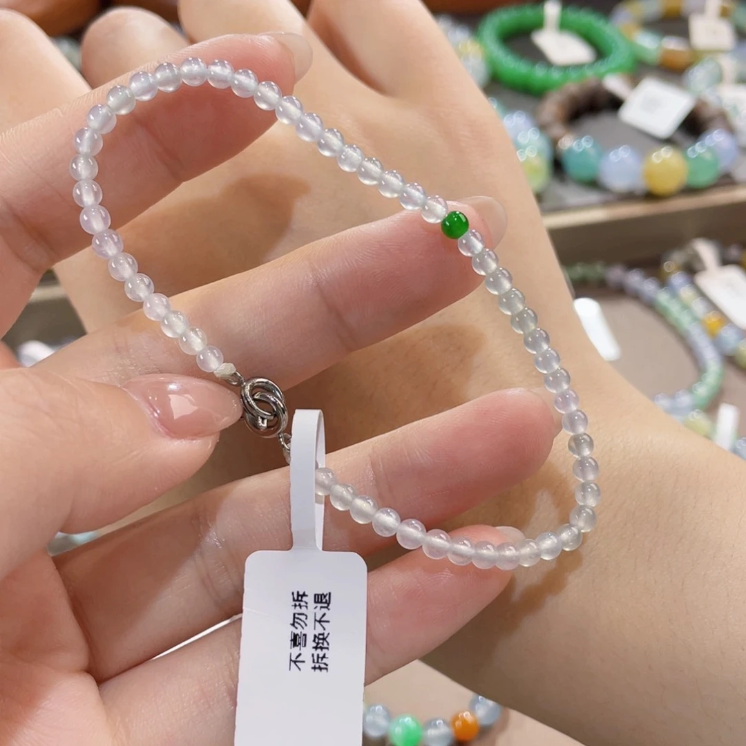 未镶嵌手链翡翠白冰配绿