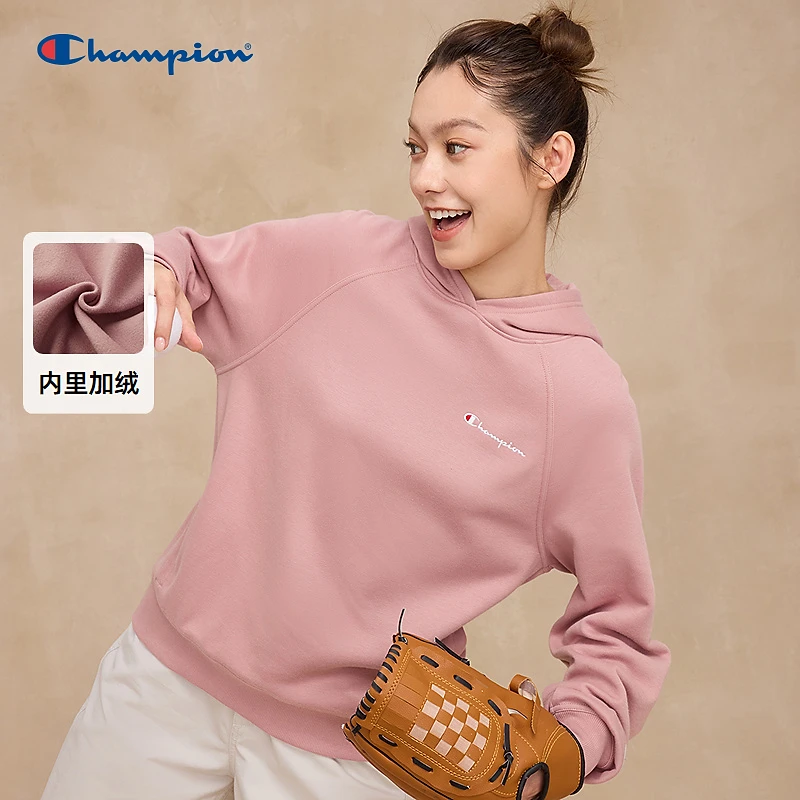 【流光风】Champion冠军秋冬休闲女士加绒宽松连帽卫衣U5CSWSW052
