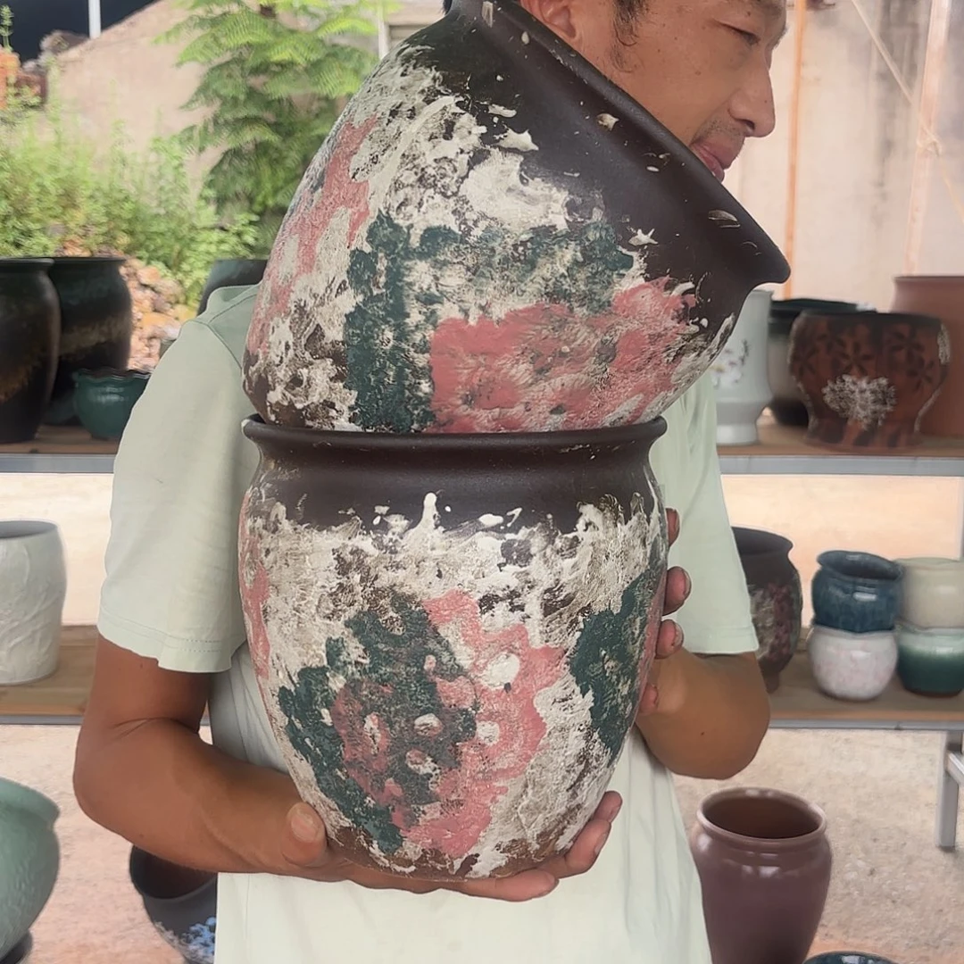 精品油画两个口径20高度20