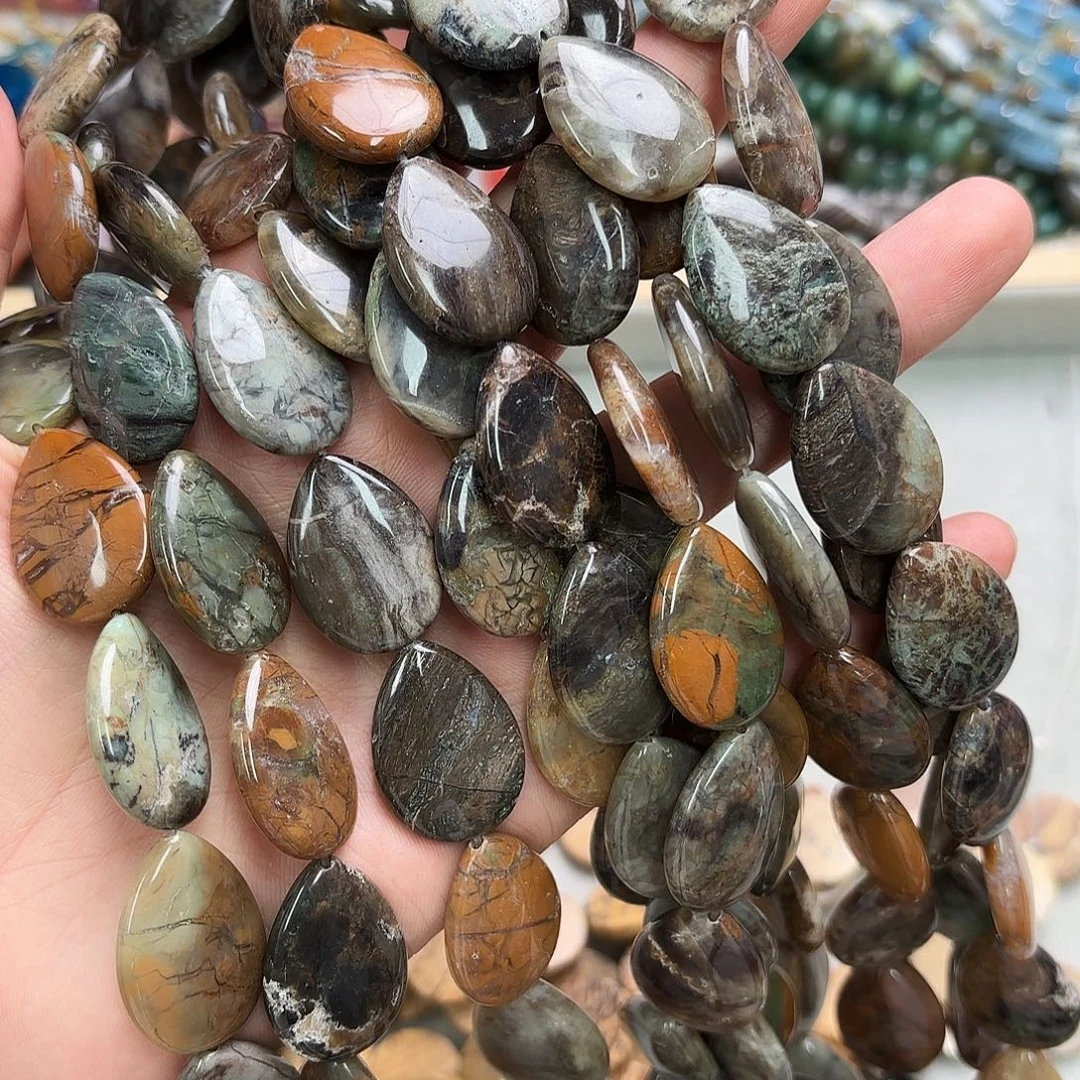 玛瑙/玉髓未镶嵌珠宝半成品18×25海洋玛水滴一条