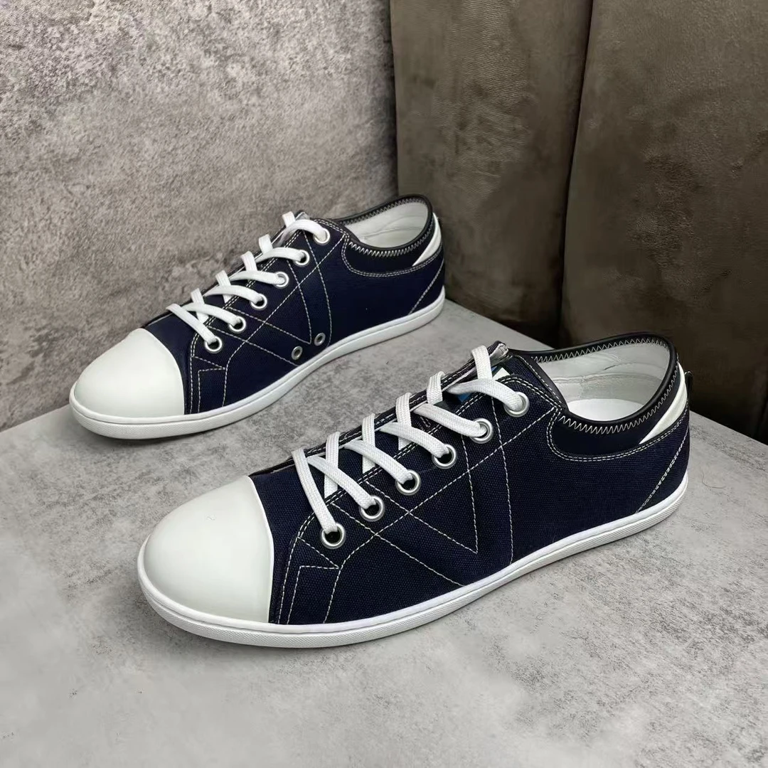 未使用 LouisVuitton/路易威登 黑色帆布缝线大Vlogo板鞋/40.5码