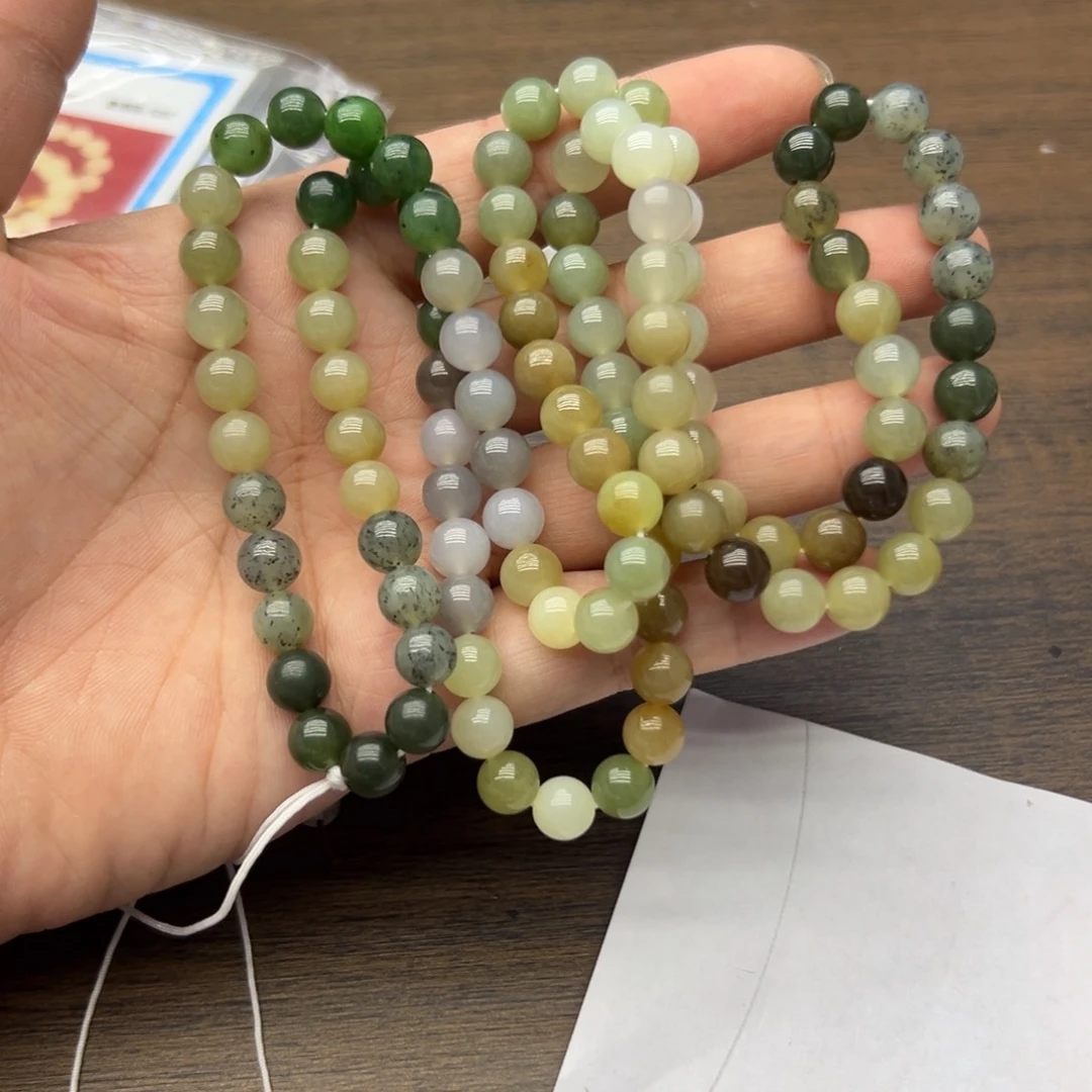 和田玉未镶嵌颈饰108卡8多宝