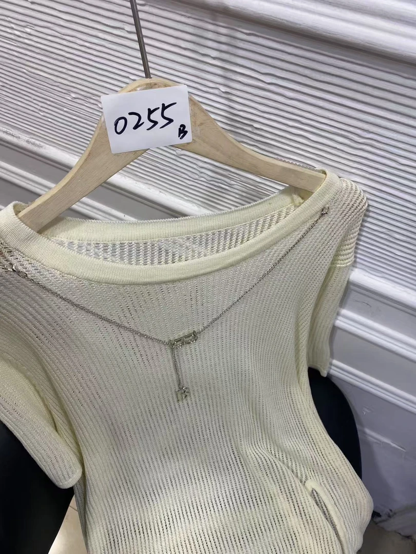 BIAORAN/标冉2025春季新款休闲镂空项链针织上衣0255