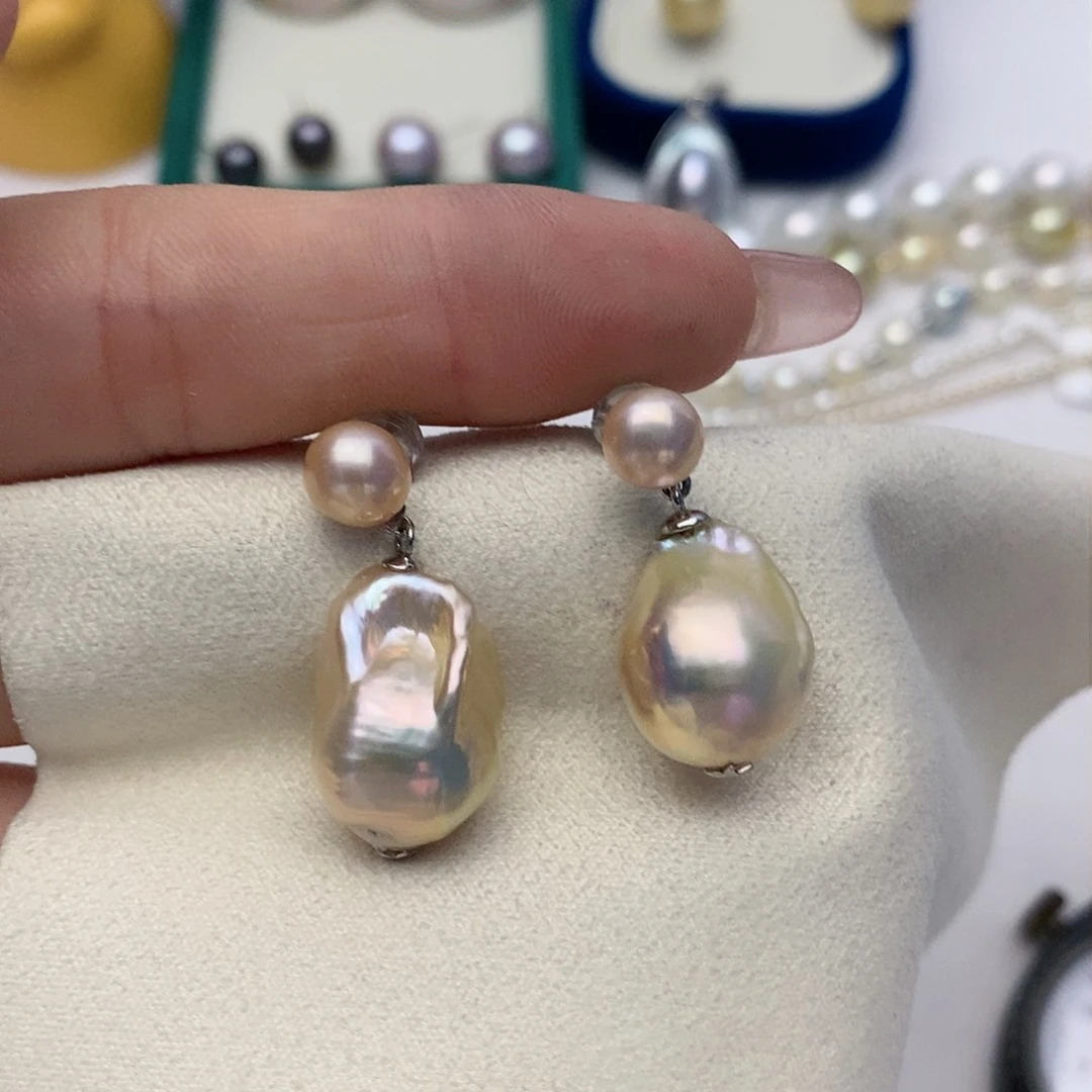 【闪购商品】淡水珍珠耳饰银S925镶嵌55