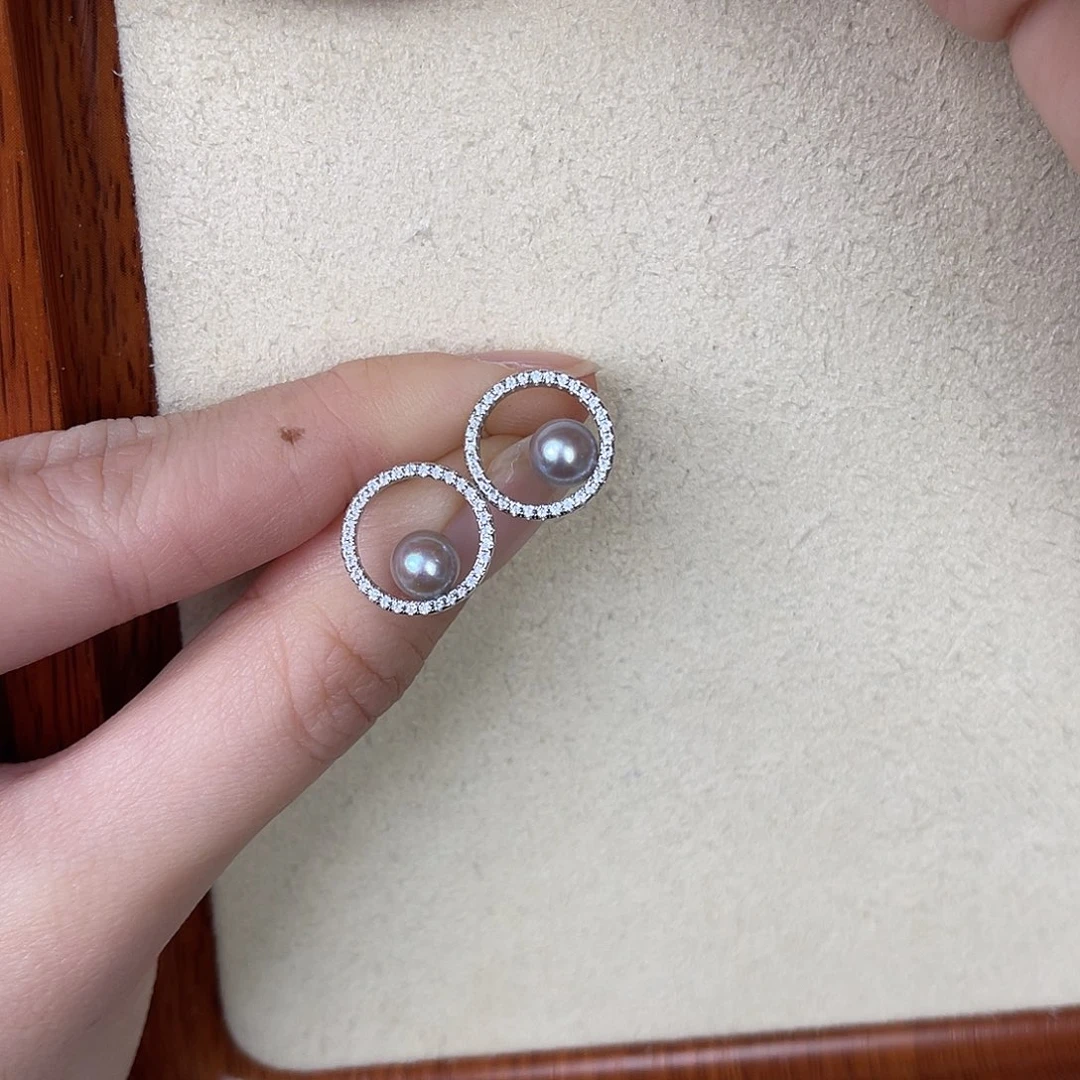 海水珍珠耳饰银S925镶嵌