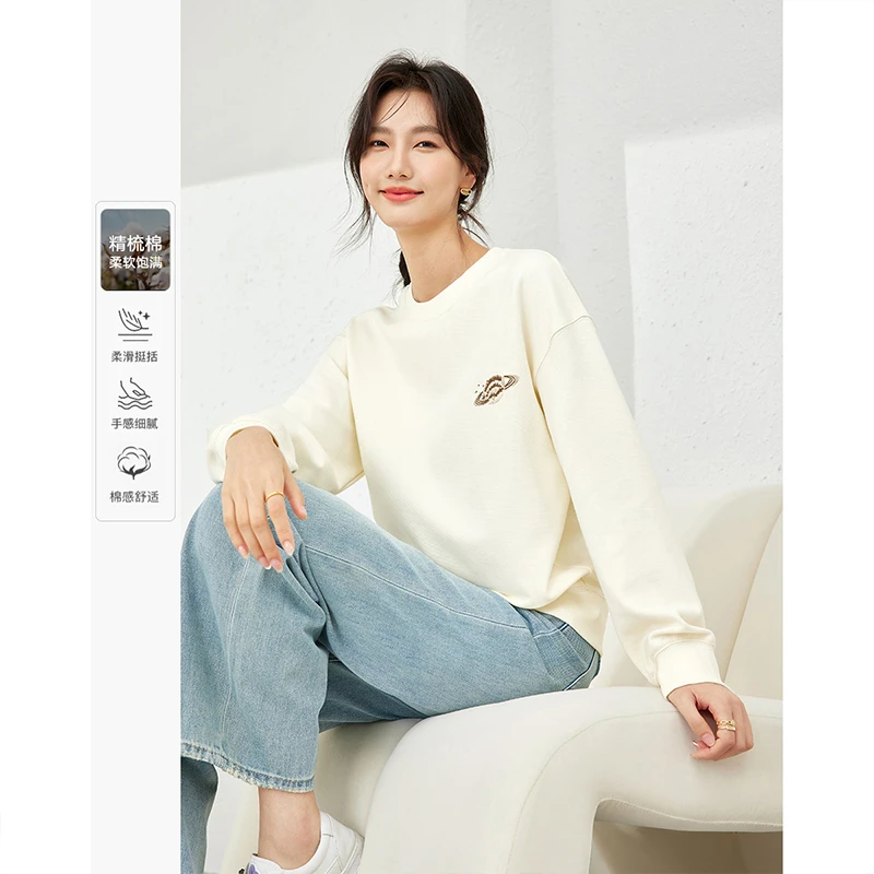 *休闲宽松圆领插肩卫衣女2025年新款百搭加厚上衣M5729