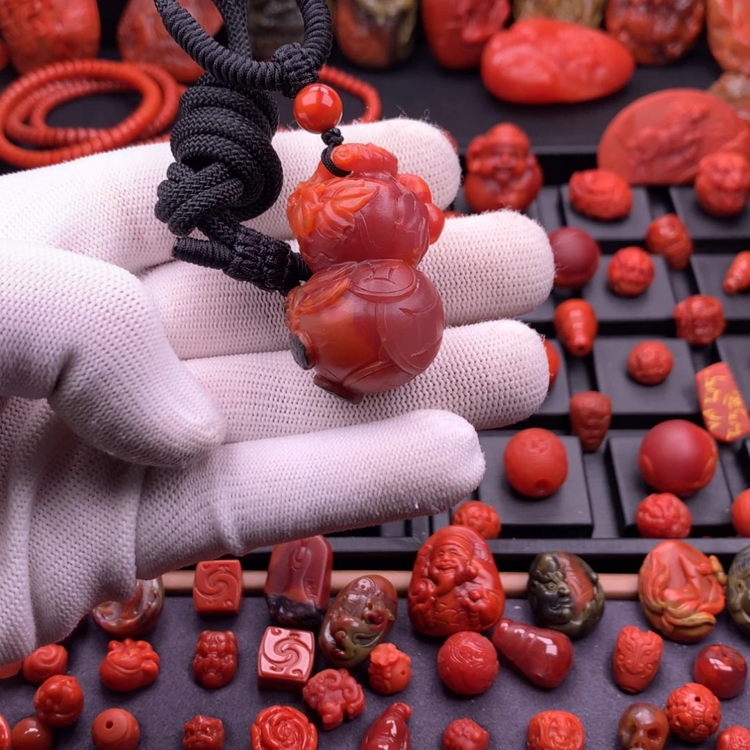 南红玛瑙未镶嵌南红高品精工雕刻葫芦吊坠28.4mm