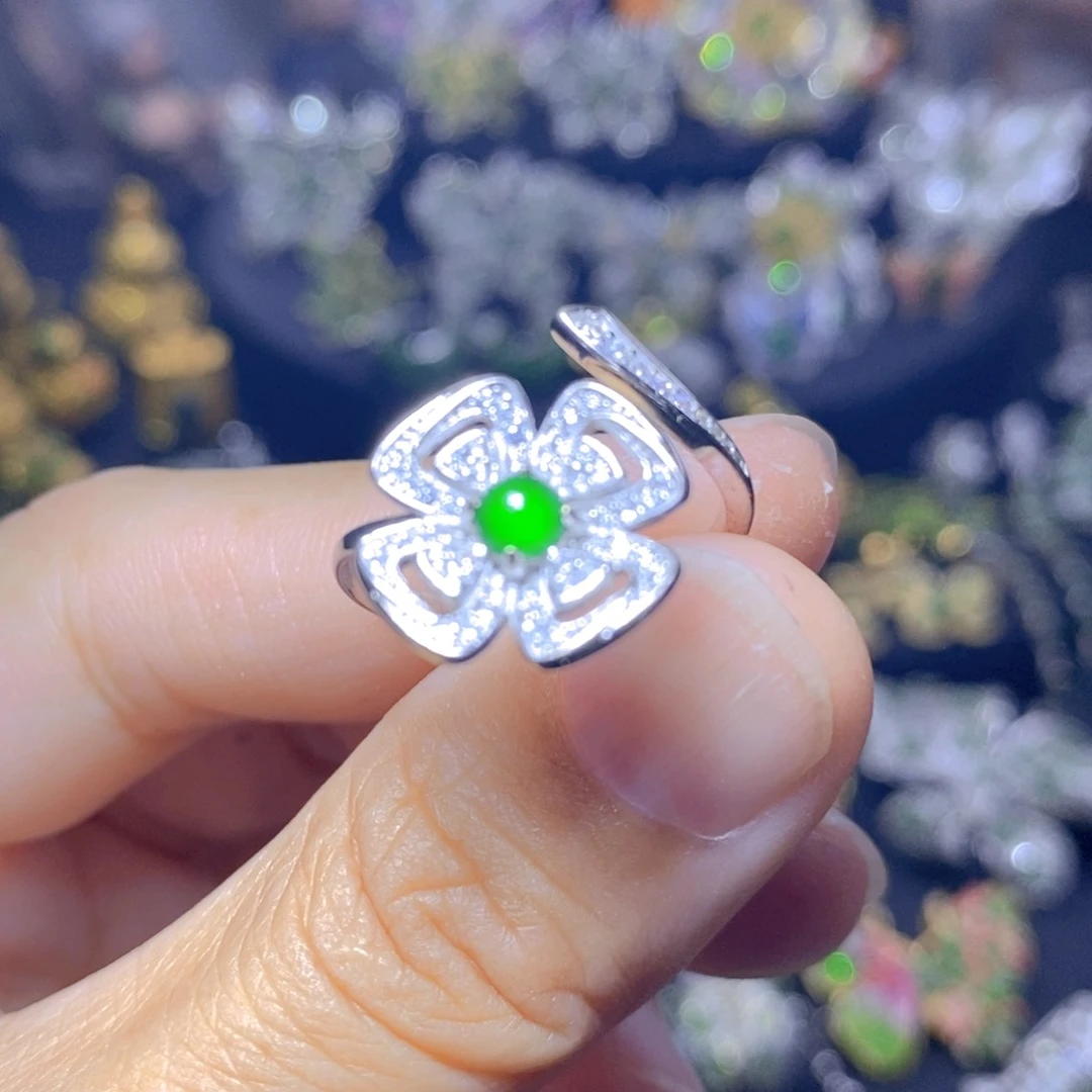 翡翠银S925镶嵌套链天然