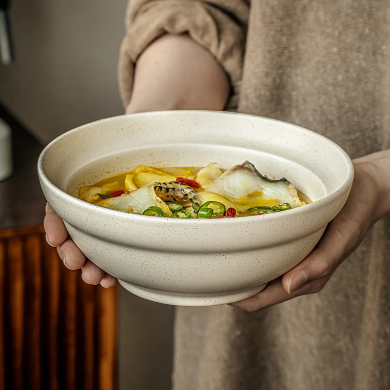 小悠家〖加深款草帽碗〗7英寸陶瓷碗中号拉面碗家用螺蛳粉碗微瑕