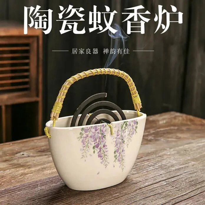 手提式香薰炉陶瓷香器驱蚊手绘香炉家居创意摆件室内熏香厕所HR