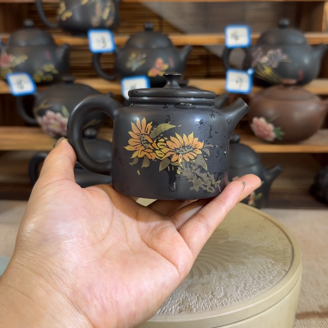 建水紫陶全品全手工彩填壶130cc