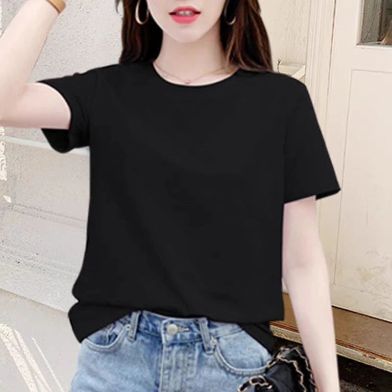 男女款短袖新疆纯棉圆领宽松纯色打底衫夏季半袖CR083