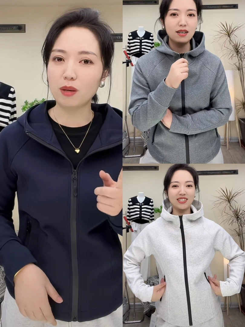 【香香】688#新款时尚休闲小蛮腰修身款拉链连帽外套