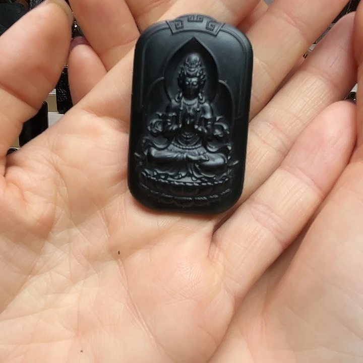 和田玉（墨玉）未镶嵌手链观音黑青