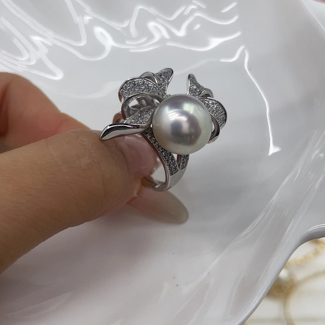 银S925镶嵌戒指海水珍珠