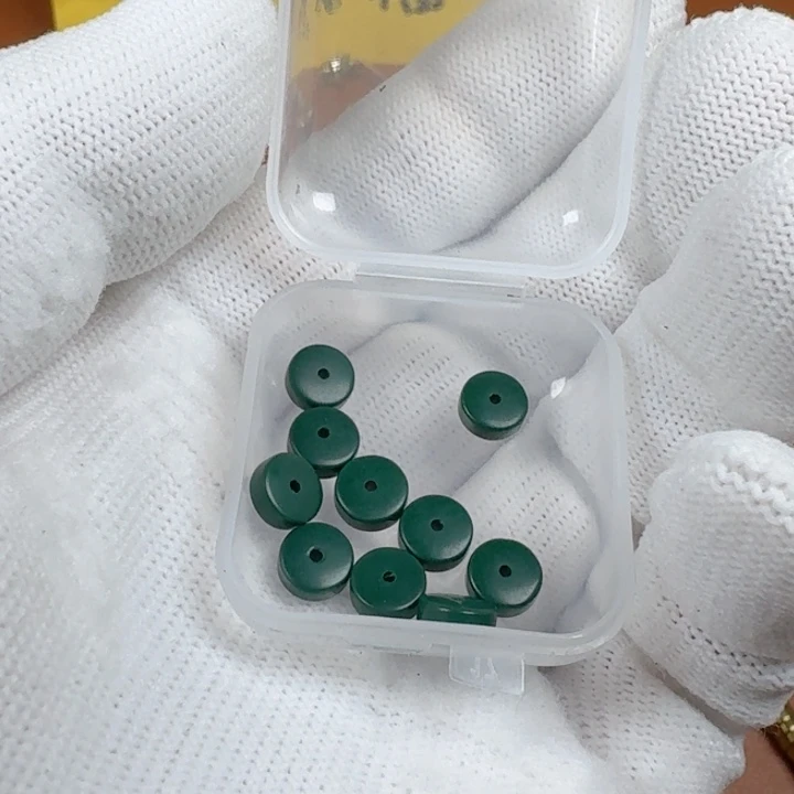 合成碳硅石铜合金文玩配饰绿小松隔片