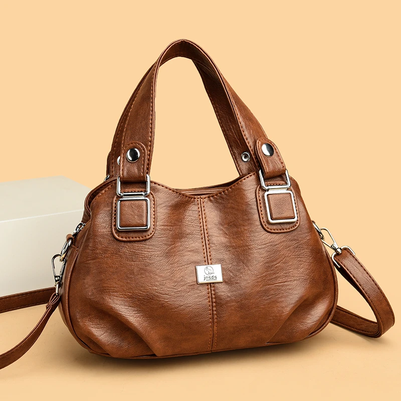 吉尼斯袋鼠女士单肩包2025款中年妈妈包单肩时尚百搭软皮斜挎包