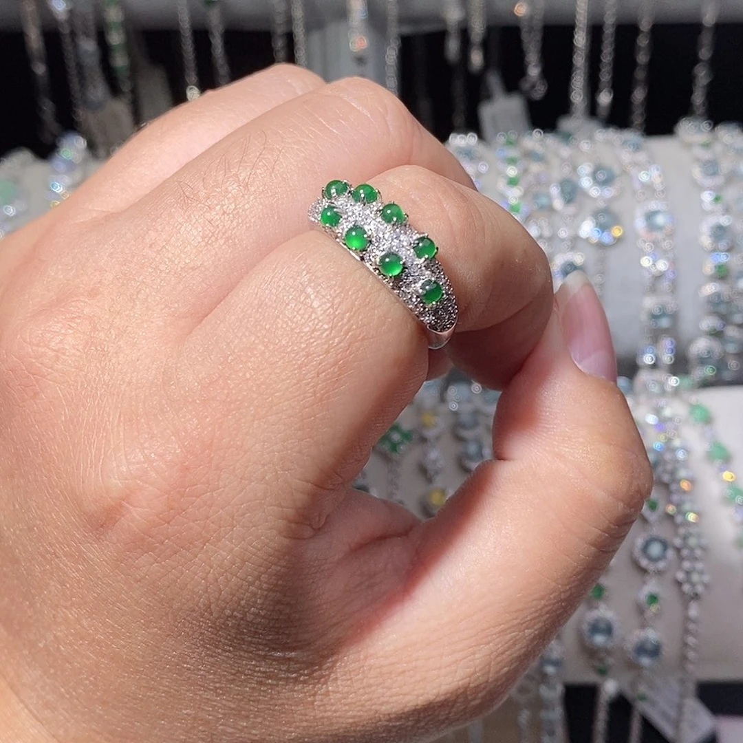 银S925镶嵌戒指翡翠k j j