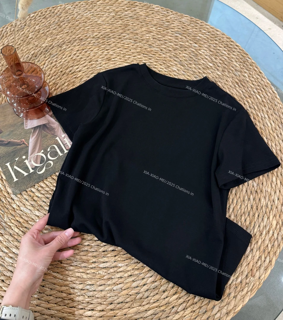XIAOMEI ｜正肩圆领短袖修身显瘦T恤-5217
