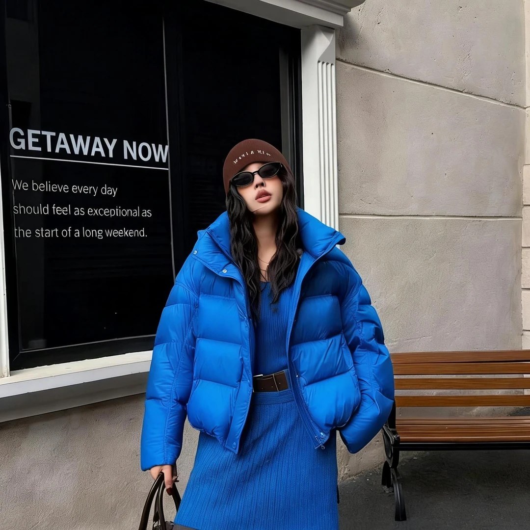 95鹅短款女羽绒服短款纯色休闲外套加厚宽松女士韩版1013