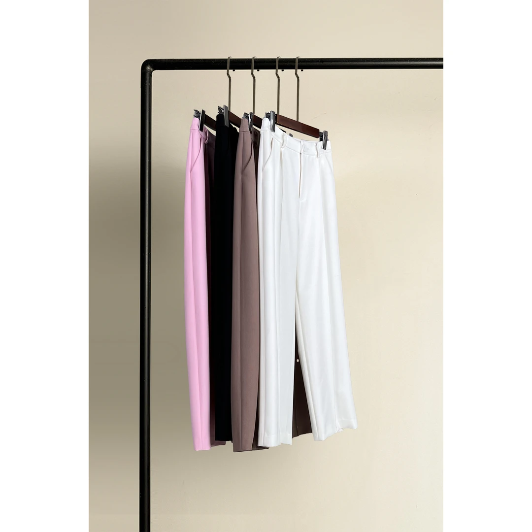 原创设计女装时尚气质西装裤女新款潮流纯色高腰直筒裤子职业通勤