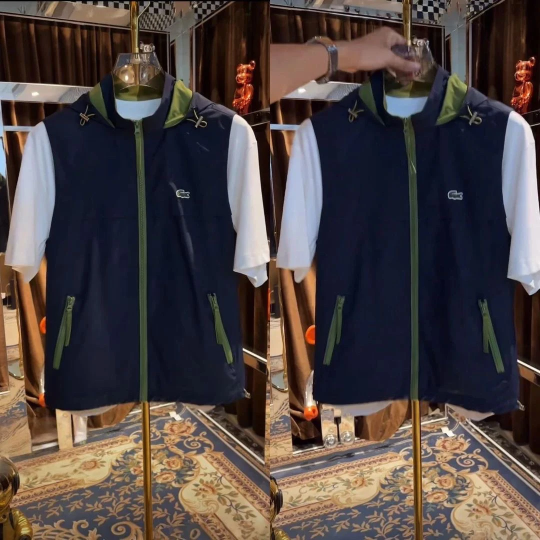 夏季男见外包装免烫印花薄款马甲直下摆纯色宽松型