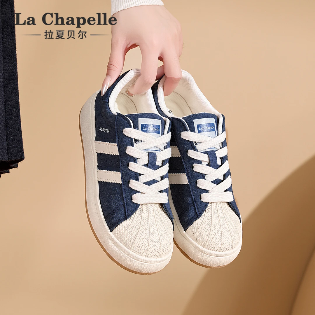 拉夏贝尔鞋子板鞋女款2025新款爆款厚底贝壳头百搭运动时尚休闲鞋