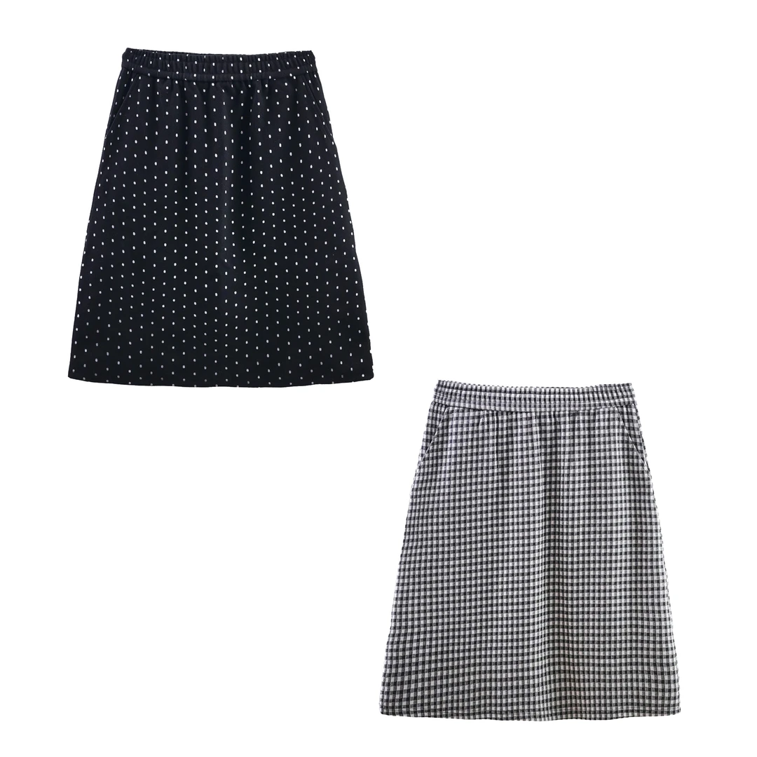 弹力波点六分裙A字高腰复古时尚经典百搭休闲简约显瘦春夏半身裙