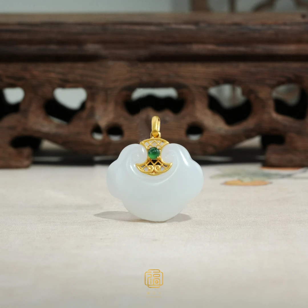 春日珠宝-和田玉颈饰18k金镶嵌（不含链）-多样性一件发货-786