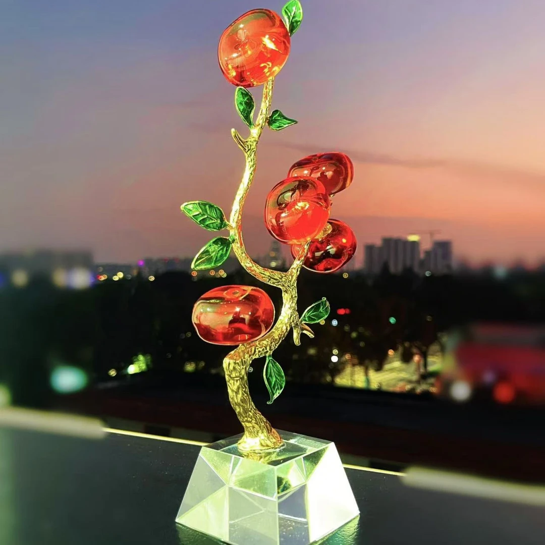 柿柿如意5头柿子高档摆件创意水晶家居摆件装饰品客厅摆设工艺品