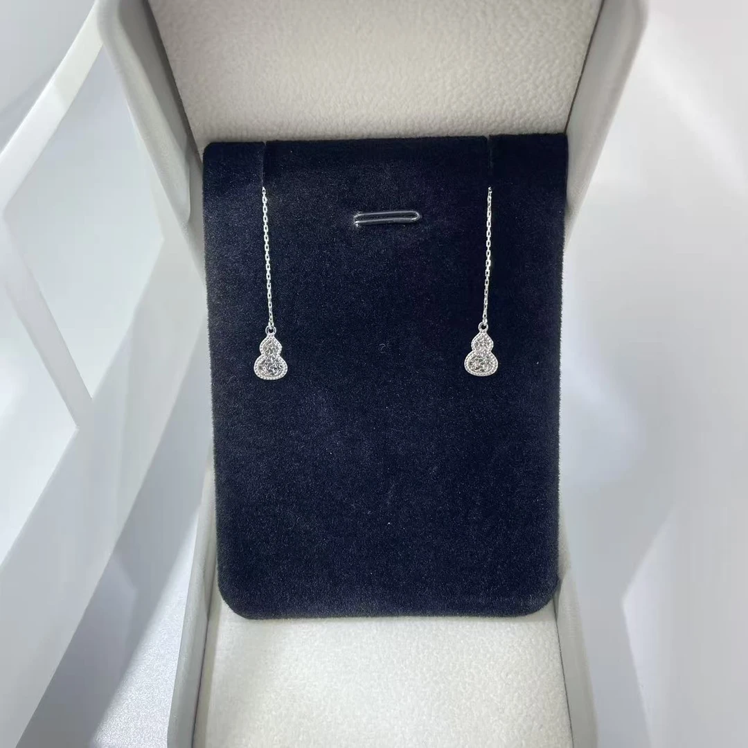 PT950铂金耳饰 双面碎碎金葫芦直针耳线 简约时尚 S 20641