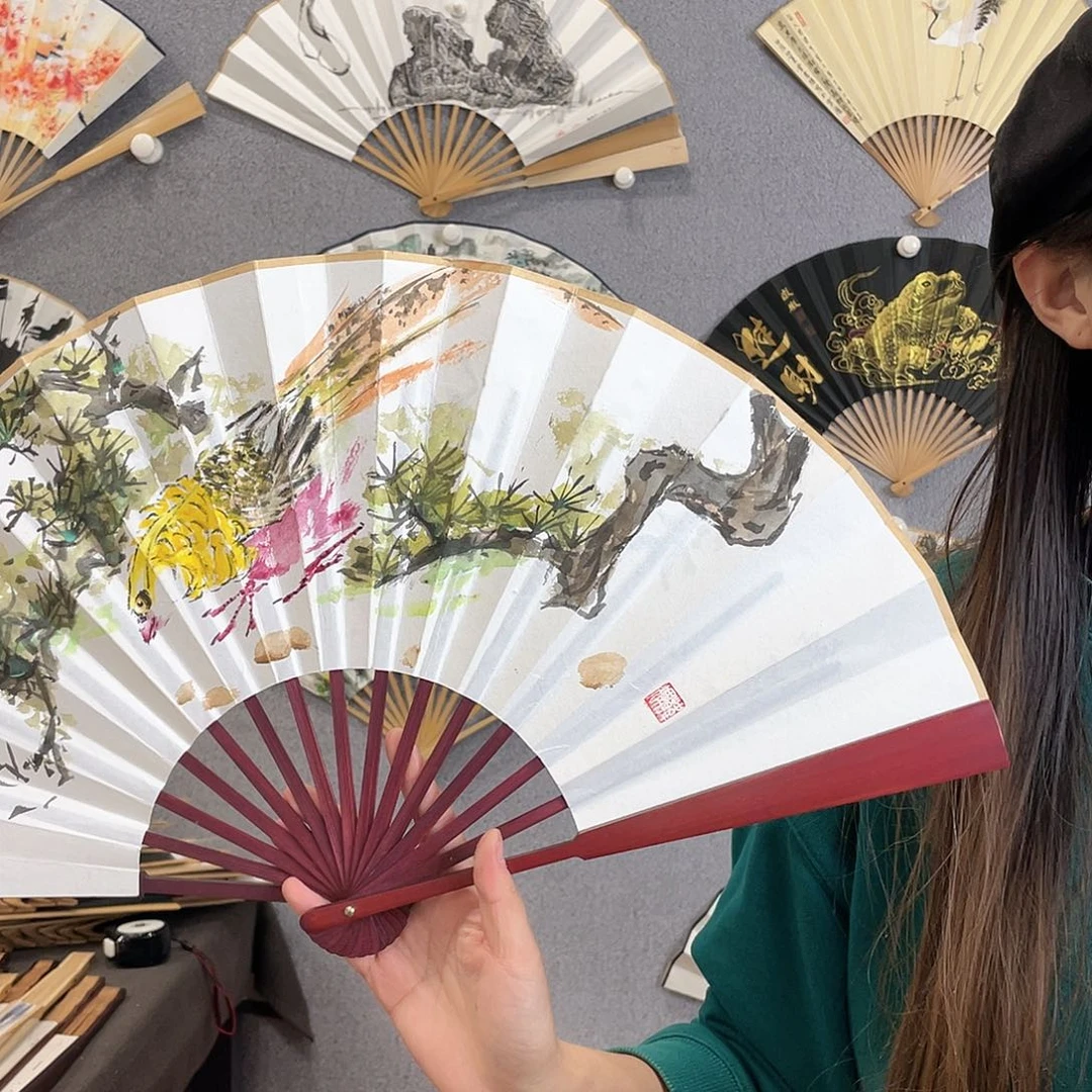 国画10寸-仿红木福利折扇（默认粘好）