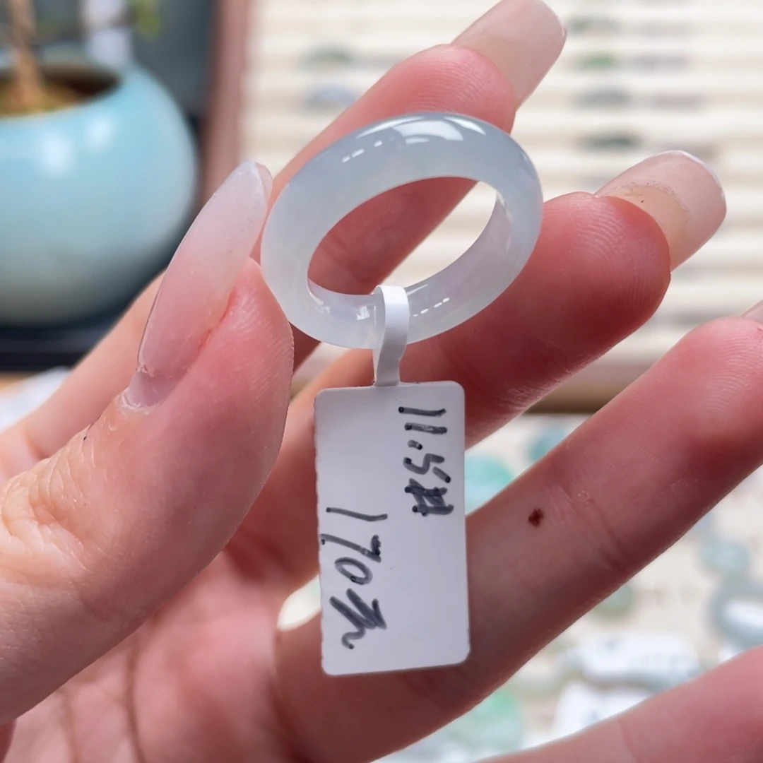 乌***吉翡翠未镶嵌戒圈a22港圈11.5雾霾蓝