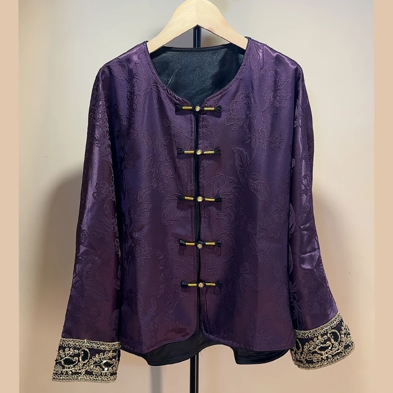 【紫烟】新中式国风刺绣提花2025新款春秋太太服格格服简约显瘦外套