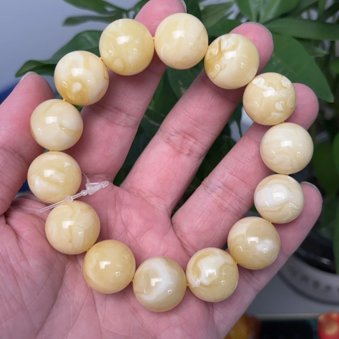 A24 蜜蜡手串 收藏臻品俄白蜡手串 37.52克 17mm 手链白蜜收藏级