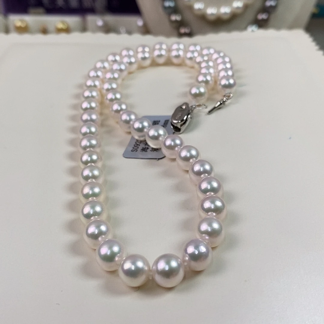 海水珍珠项链未镶嵌7.5-8mm日本海水珍珠项链（花珠品质）
