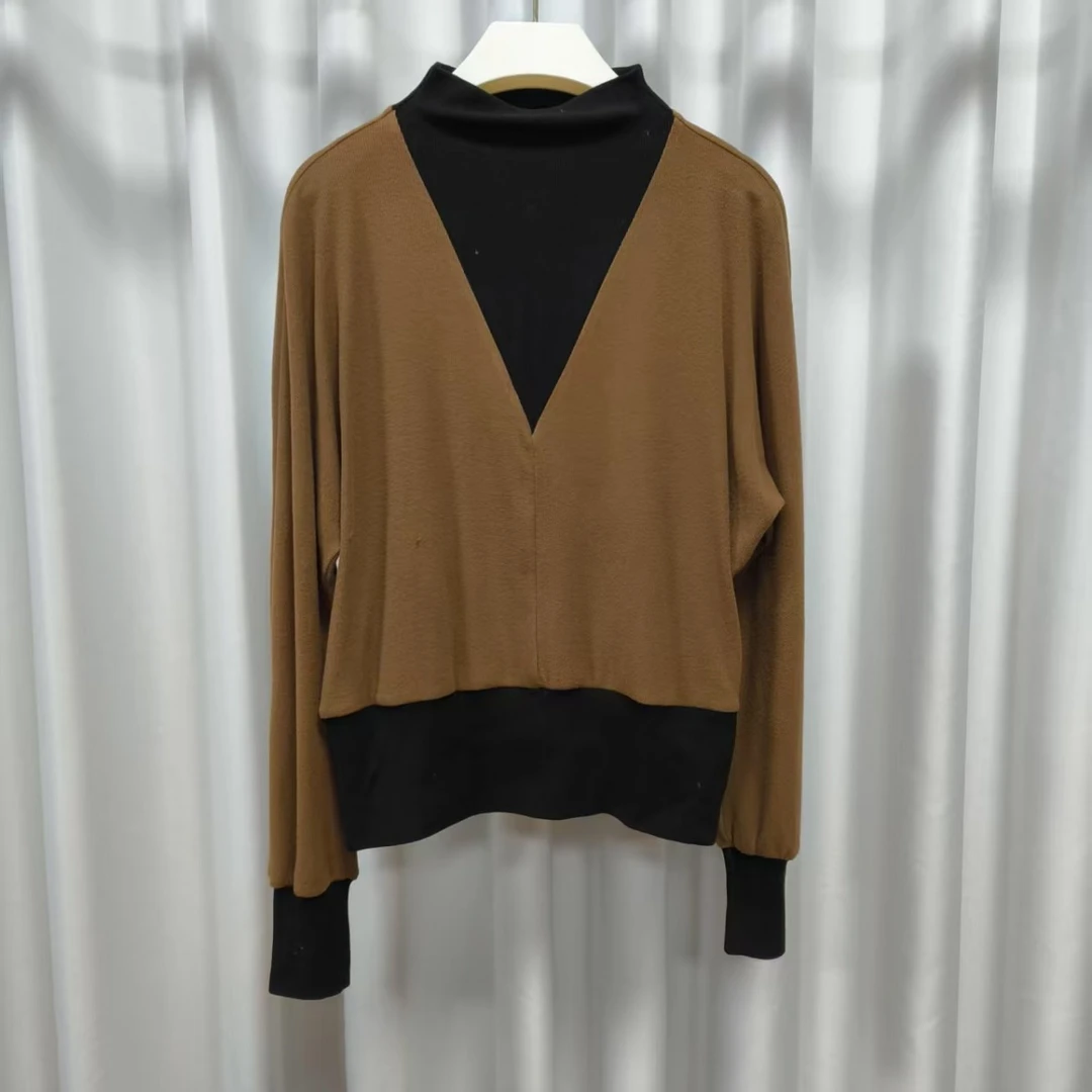 设计师系列  Y401  女装时尚小混球假两件针织上衣摩卡咖TX0626