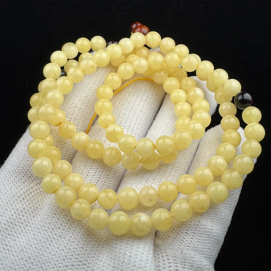 G1268天然蜜蜡制品 俄料圆珠108长串5.8mm 一物一图假一罚十