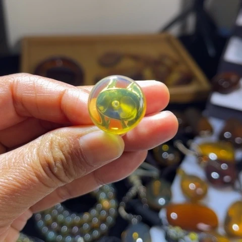 琥珀颈饰银S925镶嵌茶*