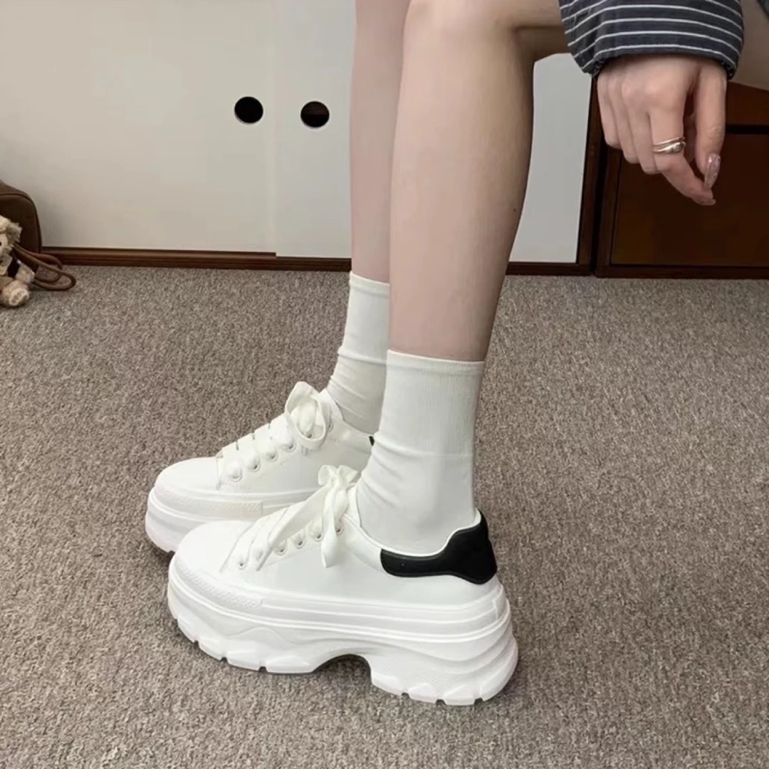 欧货厚底小白鞋女鞋2025春季新款增高6cm小个子时尚休闲板鞋7016