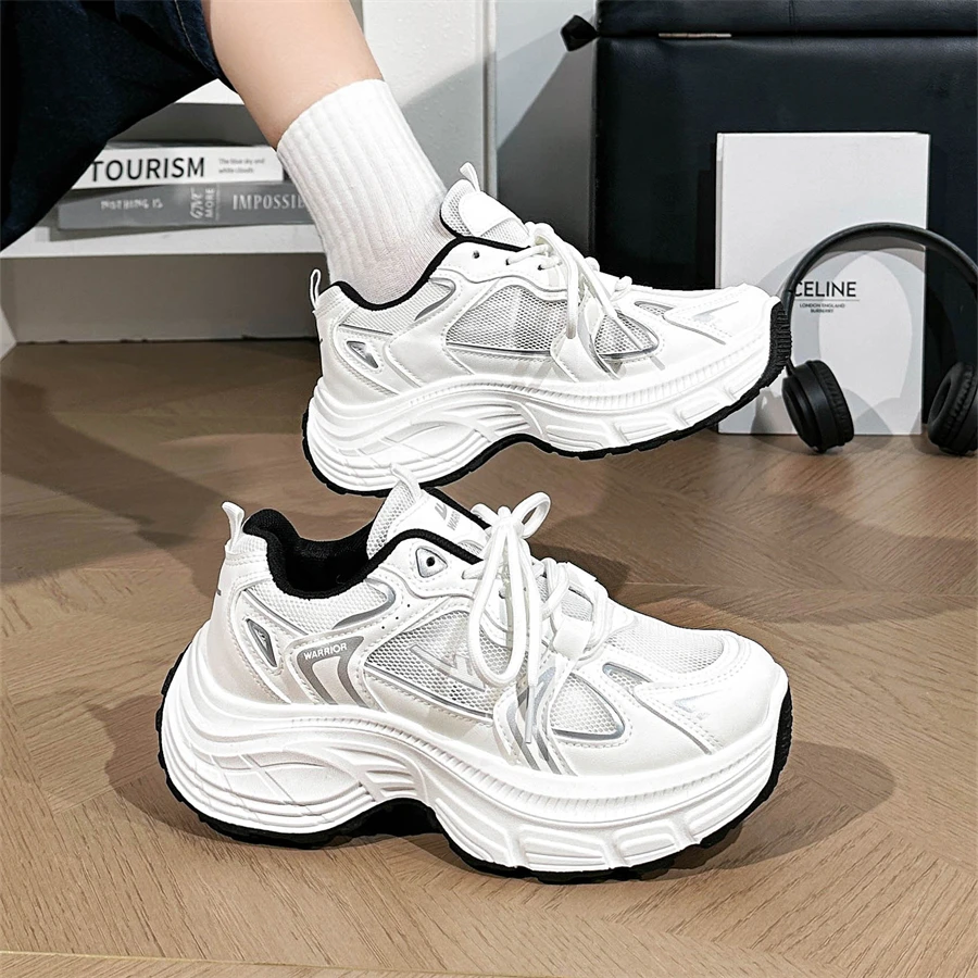 Warrior/回力爆改单网女鞋厚底老爹鞋新款厚底增高鞋子运动休闲鞋