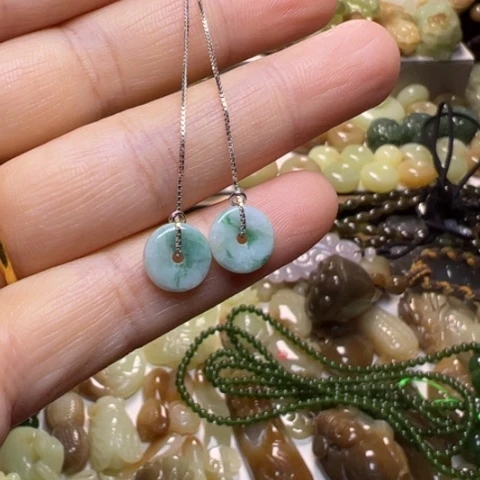 【闪购商品】未镶嵌翡翠耳饰天然翡翠微瑕