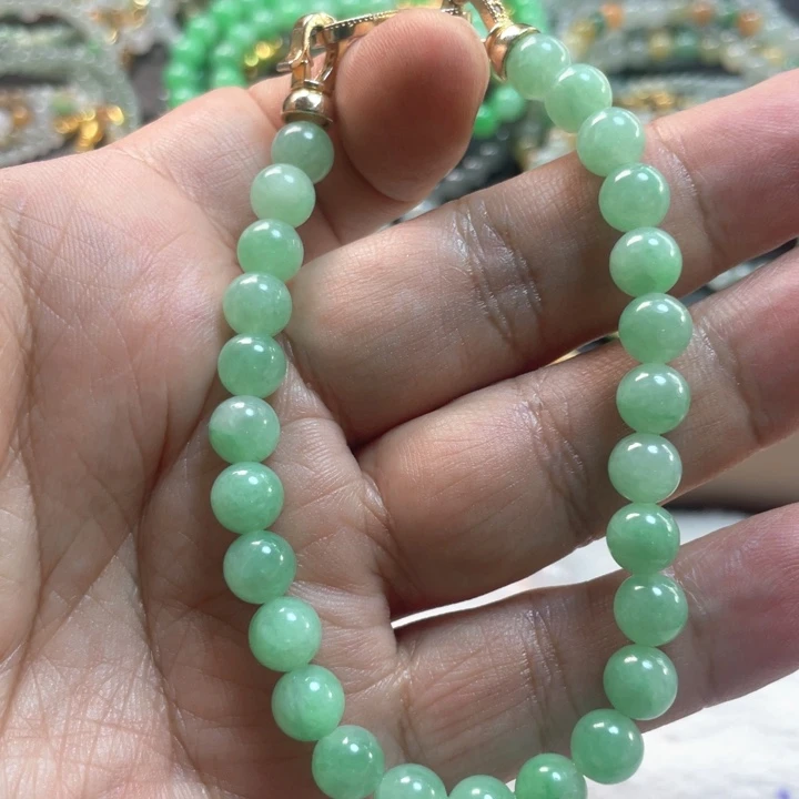 A***蕓未镶嵌定制翡翠缅甸天然翡翠A货手串