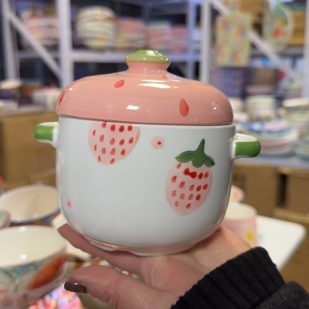 瓷500毫升草莓炖盅一只