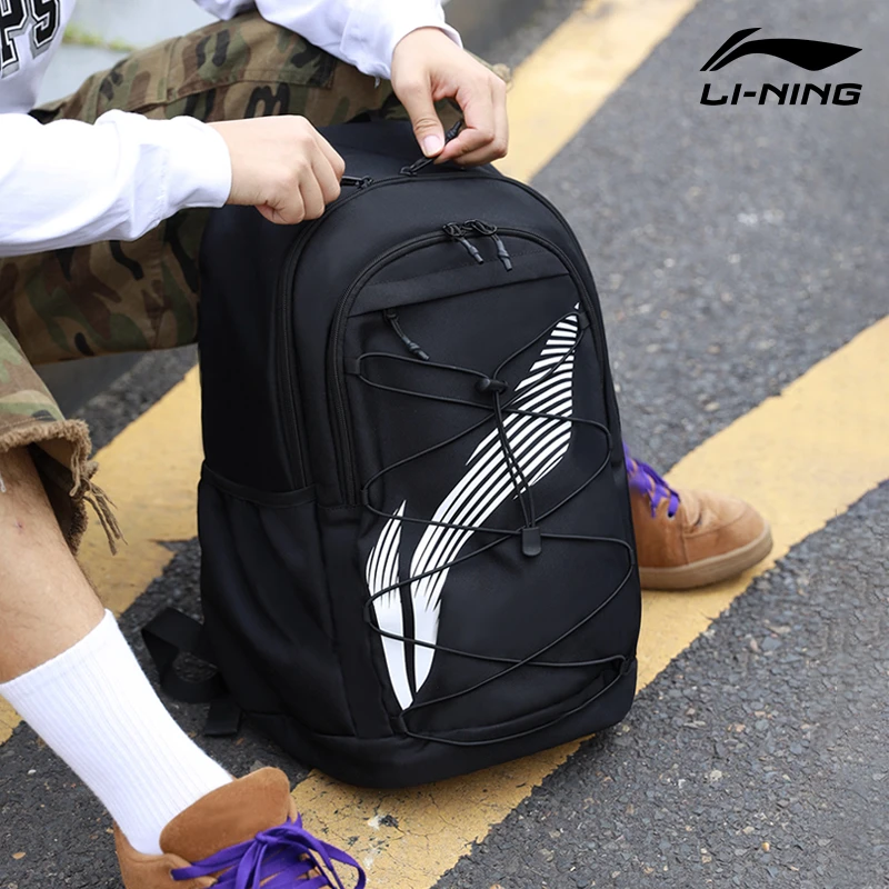 038【开学季】李宁双肩包女2025新款书包初中生高中大学生男背包