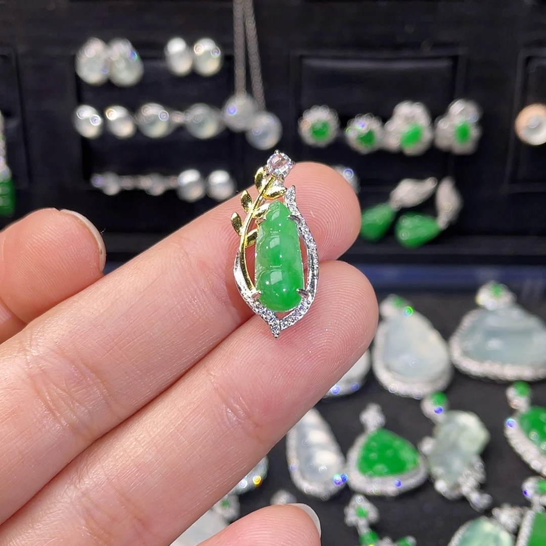 翡翠银S925镶嵌吊坠(不含链)