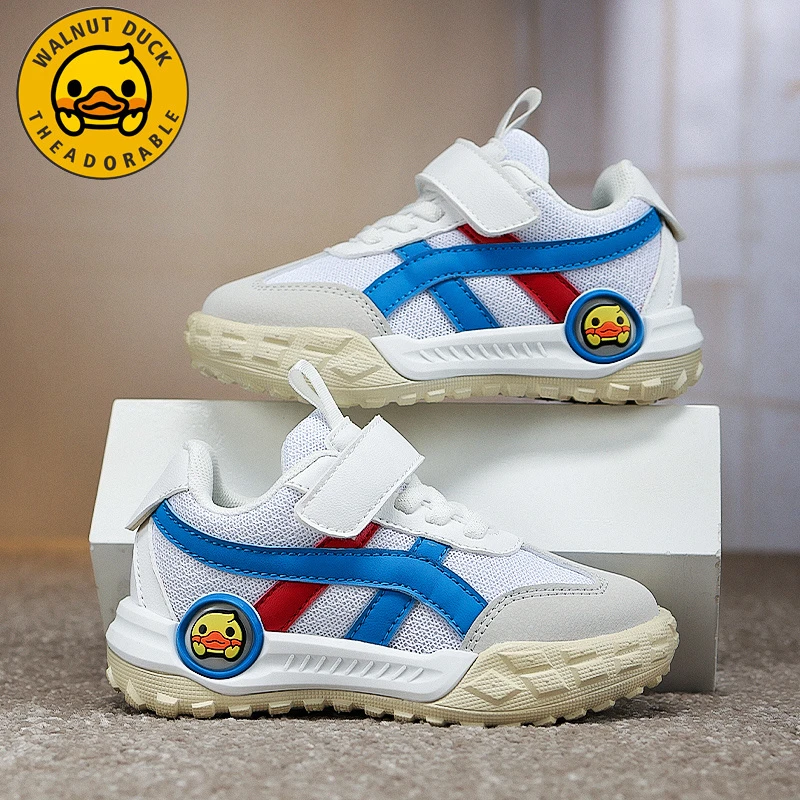 小黄鸭男童鞋子2025春秋季双网透气新款软底中大童防滑儿童运动鞋