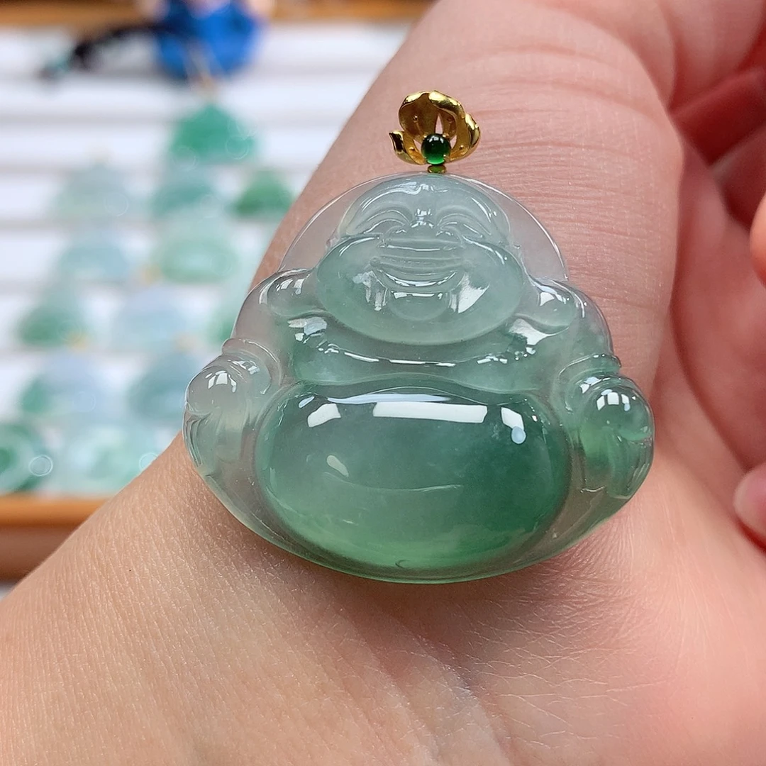 翡翠18K金镶嵌吊坠(赠链)31.8-35-6.3