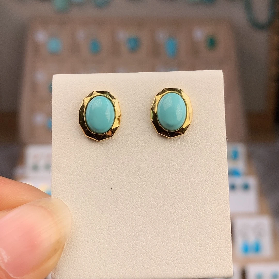 绿松石未镶嵌耳饰
