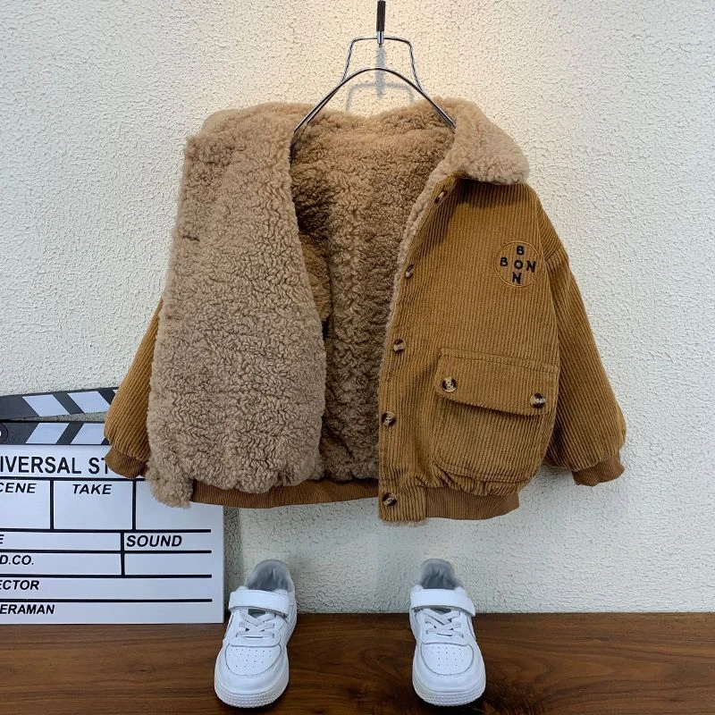 YeeHoO英氏【奥莱断码】2025新款洋气潮宝宝加厚加绒上衣儿童棉衣童